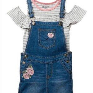 NWT Hudson Jeans Stripe Top & Stretch Overall Set